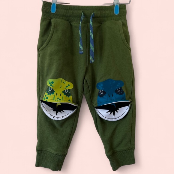 2T Toddler Boy Cat & Jack Dinosaur Knees Jogger Sweatpants Skinny Ankle Leg - Picture 1 of 8